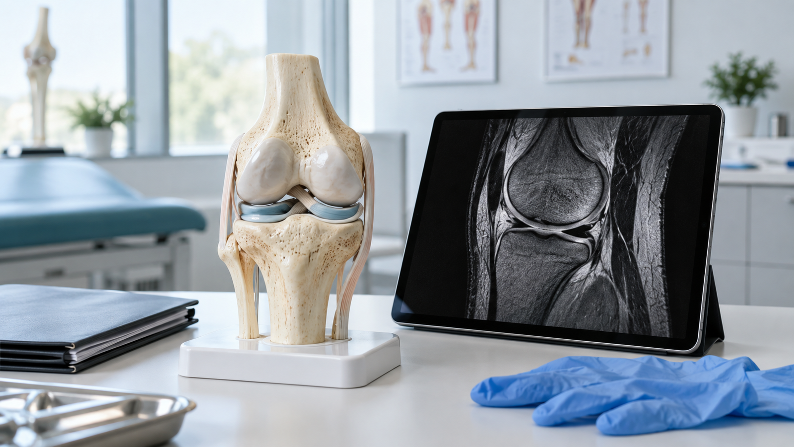 Knee meniscus model and MRI scan for assessment of clicking and swelling