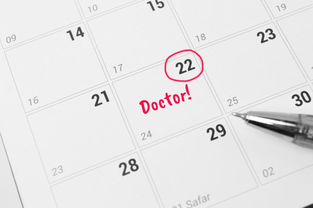 Calender with date highlight for doctor appointment.